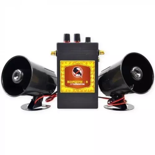 Звуковой отпугиватель птиц Коршун 8 два динамика, питание 220В/12В, 10 га